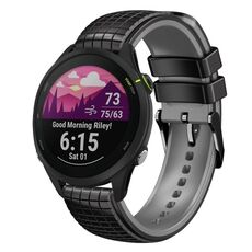 Per Garmin Forerunner 255 Music 22mm Mesh cinturino in silicone a due colori (nero arancione)