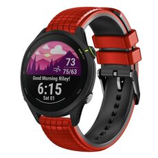 Per Garmin Forerunner 255 Music 22mm Mesh cinturino in silicone a due colori (nero rosso)