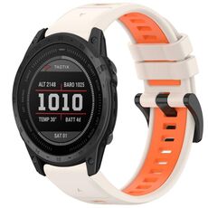 Per Garmin Tactix 7 Sports cinturino in silicone a sgancio rapido bicolore (Starlight + arancione)
