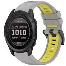 Per Garmin Tactix 7 Sports cinturino in silicone a sgancio rapido bicolore (grigio + giallo)