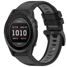Per Garmin Tactix 7 Sports cinturino in silicone a sgancio rapido bicolore (nero + grigio)