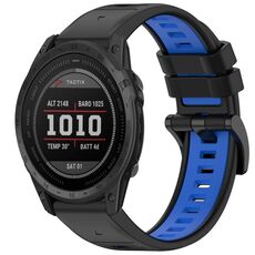 Per Garmin Tactix 7 Sports cinturino in silicone a sgancio rapido bicolore (nero + blu)