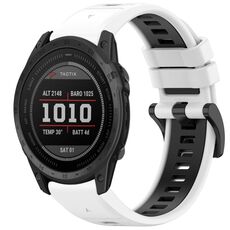 Per Garmin Tactix 7 Sports cinturino in silicone a sgancio rapido bicolore (bianco + nero)