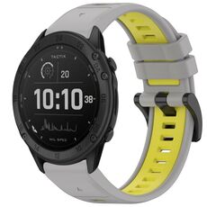 Per Garmin Tactix Delta Sports cinturino in silicone a sgancio rapido bicolore (grigio + giallo)
