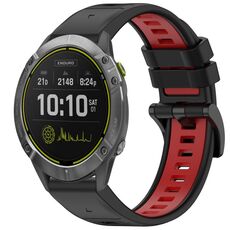 Per Garmin Enduro Sports cinturino in silicone a sgancio rapido bicolore (nero + rosso)