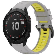 Per Garmin Fenix 6X GPS Sports Cinturino in silicone a sgancio rapido bicolore (grigio + giallo)
