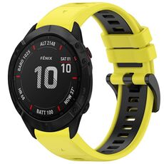 Per Garmin Fenix 6X GPS Sport cinturino in silicone a sgancio rapido bicolore (giallo + nero)