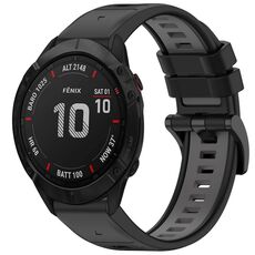 Per Garmin Fenix 6X GPS Sports Cinturino in silicone a sgancio rapido bicolore (nero + grigio)