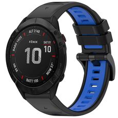 Per Garmin Fenix 6X GPS Sport cinturino in silicone a sgancio rapido bicolore (nero + blu)