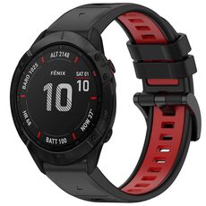 Per Garmin Fenix 6X GPS Sports Cinturino in silicone a sgancio rapido bicolore (nero + rosso)