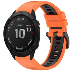 Per Garmin Fenix 6X Pro Sports cinturino in silicone a sgancio rapido bicolore (arancione + nero)