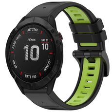 Per Garmin Fenix 6X Sapphire GPS Cinturino sportivo bicolore a sgancio rapido in silicone (nero + verde)