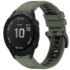 Per Garmin Fenix 6X Sapphire GPS Cinturino sportivo in silicone bicolore a sgancio rapido (verde oliva + nero)