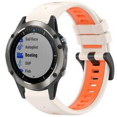 Per Garmin Fenix 5X Sapphire / GPS / Plus Cinturino sportivo in silicone a sgancio rapido bicolore (Starlight + Orange)