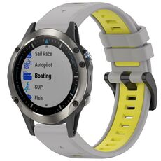 Per Garmin Fenix 5X Sapphire / GPS / Plus Cinturino sportivo in silicone a sgancio rapido bicolore (grigio + giallo)