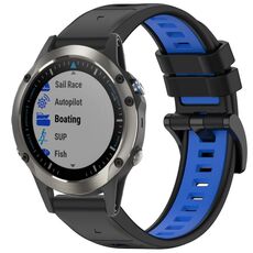 Per Garmin Fenix 5X Sapphire / GPS / Plus Cinturino sportivo in silicone a sgancio rapido bicolore (nero + blu)