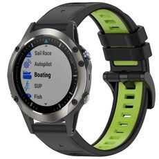 Per Garmin Fenix 5X Sapphire / GPS / Plus Cinturino sportivo in silicone a sgancio rapido bicolore (nero + verde)