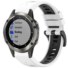 Per Garmin Fenix 5X Sapphire / GPS / Plus Cinturino sportivo in silicone a sgancio rapido bicolore (bianco + nero)