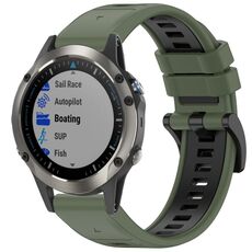 Per Garmin Fenix 5X Sapphire / GPS / Plus Cinturino sportivo in silicone a sgancio rapido bicolore (verde oliva + nero)