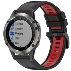 Per Garmin Fenix 5X Sapphire / GPS / Plus Cinturino sportivo in silicone a sgancio rapido bicolore (nero + rosso)