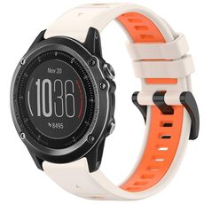 Per Garmin Fenix 3 / Fenix 3 HR / Sapphire Sports Cinturino in silicone a sgancio rapido bicolore (Starlight + Orange)