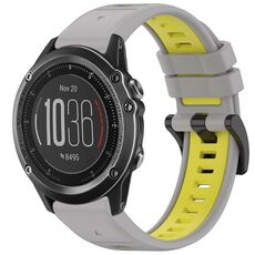 Per Garmin Fenix 3 / Fenix 3 HR / Sapphire Sports Cinturino in silicone a sgancio rapido bicolore (grigio + giallo)