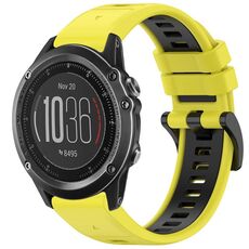 Per Garmin Fenix 3 / Fenix 3 HR / Sapphire Sports Cinturino in silicone a sgancio rapido bicolore (giallo + nero)
