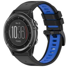 Per Garmin Fenix 3 / Fenix 3 HR / Sapphire Sports Cinturino in silicone a sgancio rapido bicolore (nero + blu)