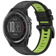 Per Garmin Fenix 3 / Fenix 3 HR / Sapphire Sports Cinturino in silicone a sgancio rapido bicolore (nero + verde)
