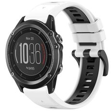Per Garmin Fenix 3 / Fenix 3 HR / Sapphire Sports Cinturino in silicone a sgancio rapido bicolore (bianco + nero)