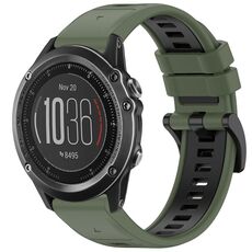 Per Garmin Fenix 3 / Fenix 3 HR / Sapphire Sports Cinturino in silicone a sgancio rapido bicolore (verde oliva + nero)