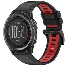 Per Garmin Fenix 3 / Fenix 3 HR / Sapphire Sports Cinturino in silicone a sgancio rapido bicolore (nero + rosso)