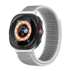 Per Samsung Galaxy Watch Ultra 47mm Kalebol Quick Release Nylon Braided Watch Band (Grigio Bianco)