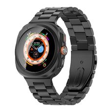 Per Samsung Galaxy Watch Ultra 47mm Kalebol Cinturino in acciaio a tre perle (nero)