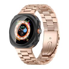 Per Samsung Galaxy Watch Ultra 47mm Kalebol Cinturino in acciaio a tre perle (oro rosa)