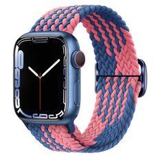 Per Apple Watch 46mm / 49mm / 45mm / 44mm Kalebol Eight Buckle Nylon Braided Watch Band (Blu Rosa)