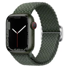 Per Apple Watch 46mm / 49mm / 45mm / 44mm Kalebol Eight Buckle Nylon Braided Watch Band (verde scuro)