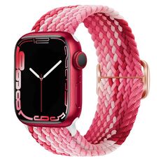 Per Apple Watch 46mm / 49mm / 45mm / 44mm Kalebol Eight Buckle Nylon Braided Watch Band (Rosso fragola)