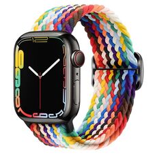 Per Apple Watch 46mm / 49mm / 45mm / 44mm Kalebol Eight Buckle Nylon Braided Watch Band (arcobaleno)