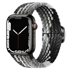 Per Apple Watch 46mm / 49mm / 45mm / 44mm Kalebol Eight Buckle Nylon Braided Watch Band (Cioccolato)