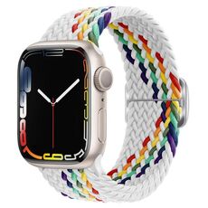 Per Apple Watch 46mm / 49mm / 45mm / 44mm Kalebol Eight Buckle Nylon Braided Watch Band (Bianco Arcobaleno)