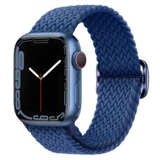 Per Apple Watch 42mm / 41mm / 40mm / 38mm Kalebol Eight Buckle Nylon Braided Watch Band (blu freddo)