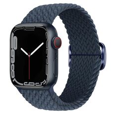 Per Apple Watch 42mm / 41mm / 40mm / 38mm Kalebol Eight Buckle Nylon Braided Watch Band (Blu scuro)