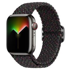 Per Apple Watch 42mm / 41mm / 40mm / 38mm Kalebol Eight Buckle Nylon Braided Watch Band (Starlight Black)