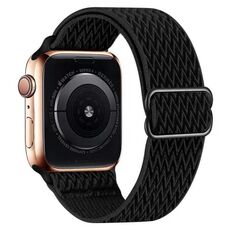 Per Apple Watch 46mm / 49mm / 45mm / 44mm Kalebol Eight Buckle Wavy Braided Nylon Watch Band (Nero)