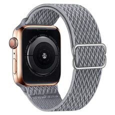 Per Apple Watch 46mm / 49mm / 45mm / 44mm Kalebol Eight Buckle Wavy Braided Nylon Watch Band (grigio chiaro)