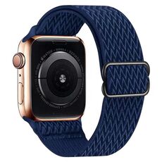 Per Apple Watch 46mm / 49mm / 45mm / 44mm Kalebol Eight Buckle Wavy Braided Nylon Watch Band (Blu scuro)