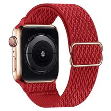Per Apple Watch 46mm / 49mm / 45mm / 44mm Kalebol Eight Buckle Wavy Braided Nylon Watch Band (Rosso)