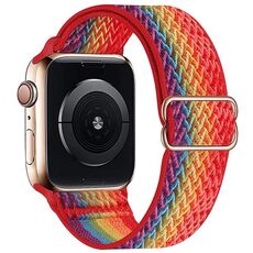 Per Apple Watch 42mm / 41mm / 40mm / 38mm Kalebol Eight Buckle Wavy Braided Nylon Watch Band (arcobaleno)