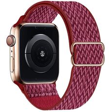 Per Apple Watch 42mm / 41mm / 40mm / 38mm Kalebol Eight Buckle Wavy Braided Nylon Watch Band (rosso vino)